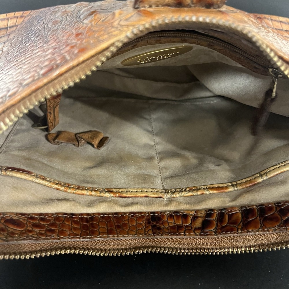 Brahmin Isabelle Metallic Toasted Almond Embossed Croc Leather Bag (B420) - Picture 10 of 16
